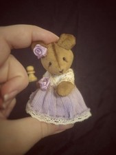 Brown Artist OOAK Tiny Teddy Bear Handmade Mohair Miniature Girl Blythe Gift