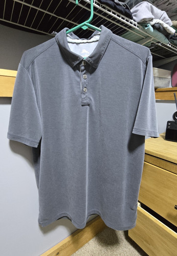 Tommy Bahama Men’s Solid Gray Polo Shirt L Regular Short Sleeve Collared