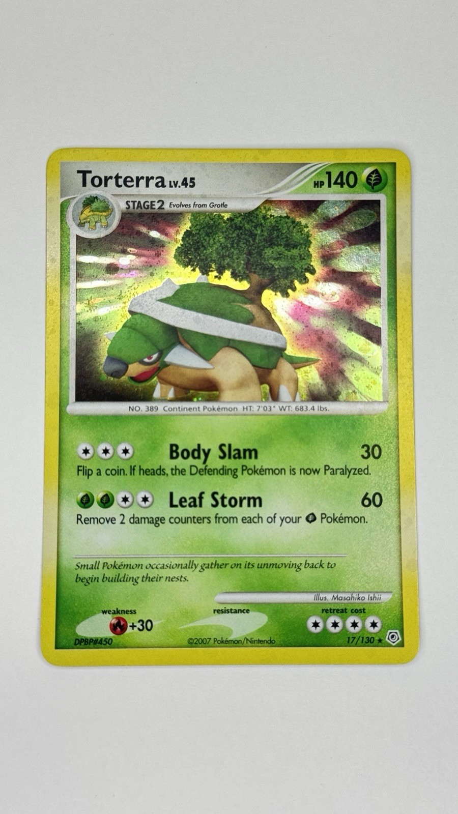 Pokemon TCG Torterra Lv.45 Diamond & Pearl Base Set 17/130 Holo Rare Card MP-LP