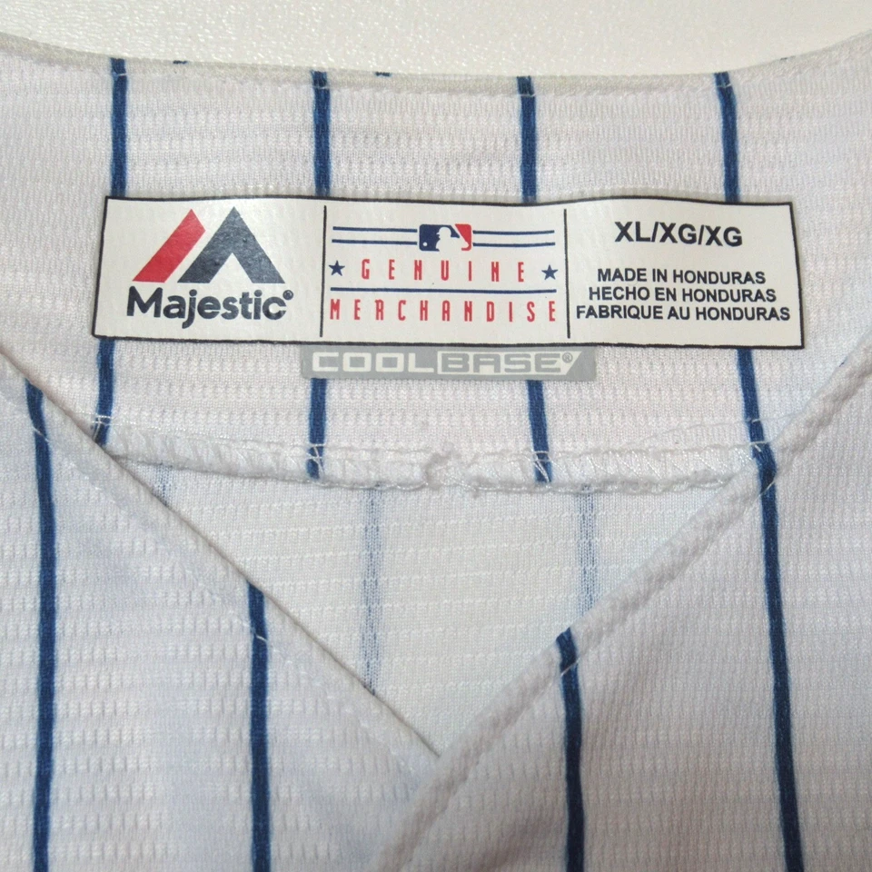 Chicago Cubs Button Baseball Jersey Majestic Pin Stripe MLB Cool Base XL - Image 3 of 4