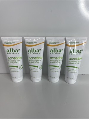 Lot Of 4 Alba Botanica Acne Dote Face & Body Scrub Oil-Free 8 oz