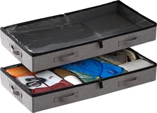 Under Bed Storage Containers, Low Profile Underbed Organizers- 2 Pack, Gray