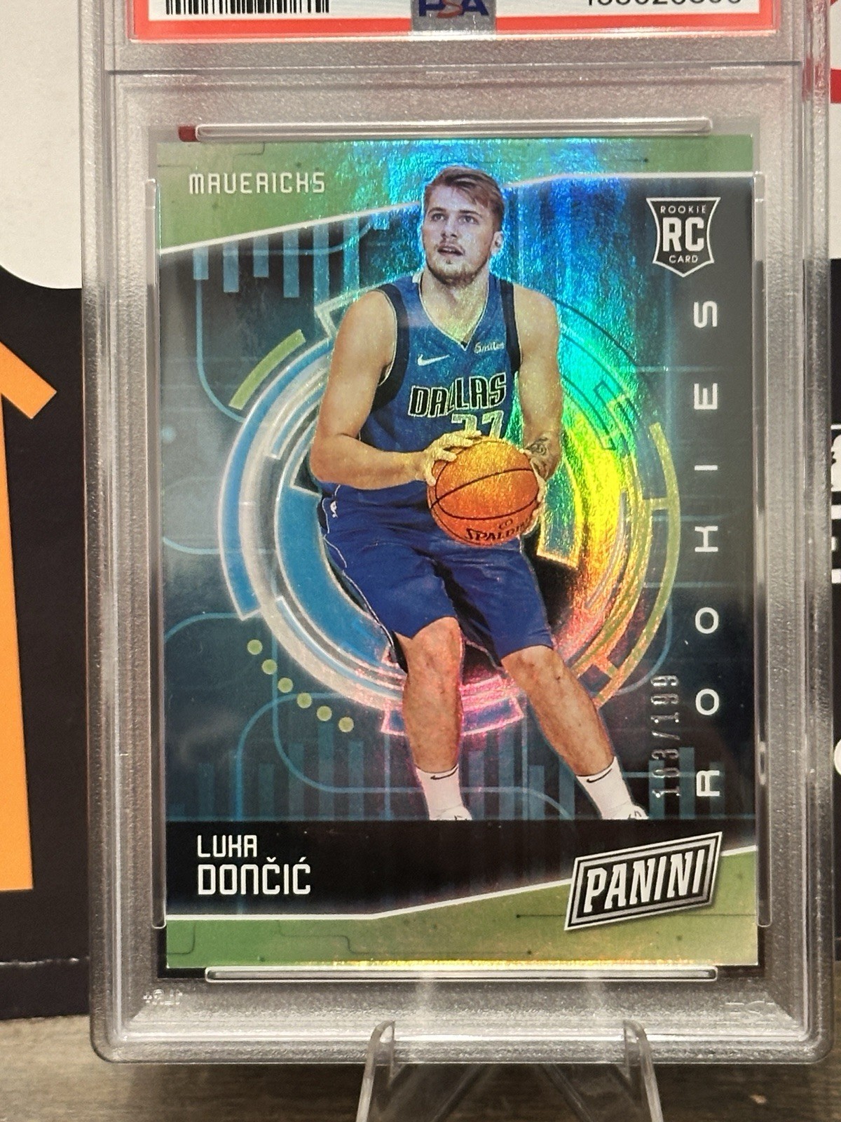 2018 Panini Luka Doncic * Cyber Monday * Rookie RC /199 Foil Refractor PSA view 3