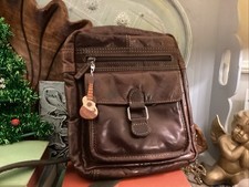 JACK GEORGES VOYAGER CROSSBODY BAG BROWN GENUINE LEATHER UNIXEX W Ukulele Pull