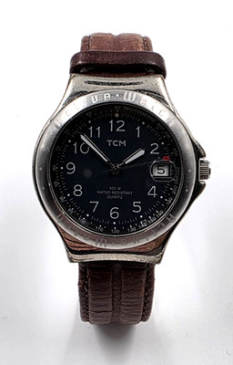 TCM 69251 Tchibo Leder Armbanduhr Analog Quarzuhr Tachymeter-Skala Sammler  
