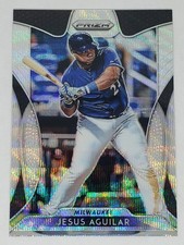 Jesus Aguilar 2019 Panini Prizm #195 Blue Wave Prizm Parallel SN 31/60 Brewers
