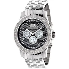 Stainless Steel Men's Luxurman Diamond Watch | Raptor | 46 mm | Diamond Bezel