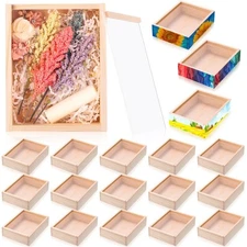 18 Pcs Unfinished Wood Boxes, 6.3 x 4.9 x 1.8 Inch Small Rectangle Crates Woo...