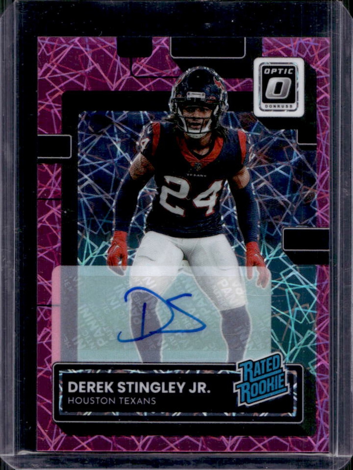 2022 Donruss Optic Derek Stingley Jr. Rated Rookie Auto Pink Velocity RC #39/50