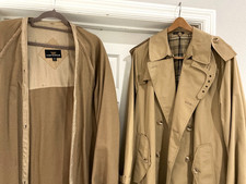 70s Men VTG Cortefiel Tan Trench Coat Made in Romania Sz 44L