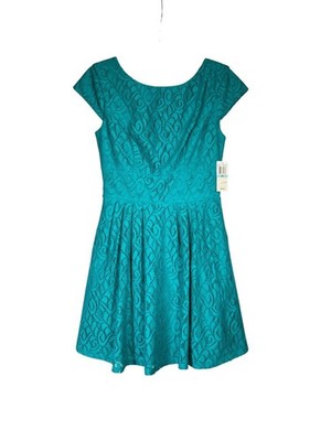 B Darlin Teal Lace Fit Flare Dress 5/6 Studio Rental Hollywood Wardrobe Jr Girls