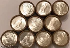 (10) PEACE DOLLARS COIN ROLL “STUNNING GEMS” BU UNCIRCULATED 90% SILVER