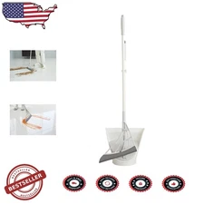 Silicone Broom & Dustpan Set, Patented Quad-Blade, All-Surface, Pet Hair, Gla...
