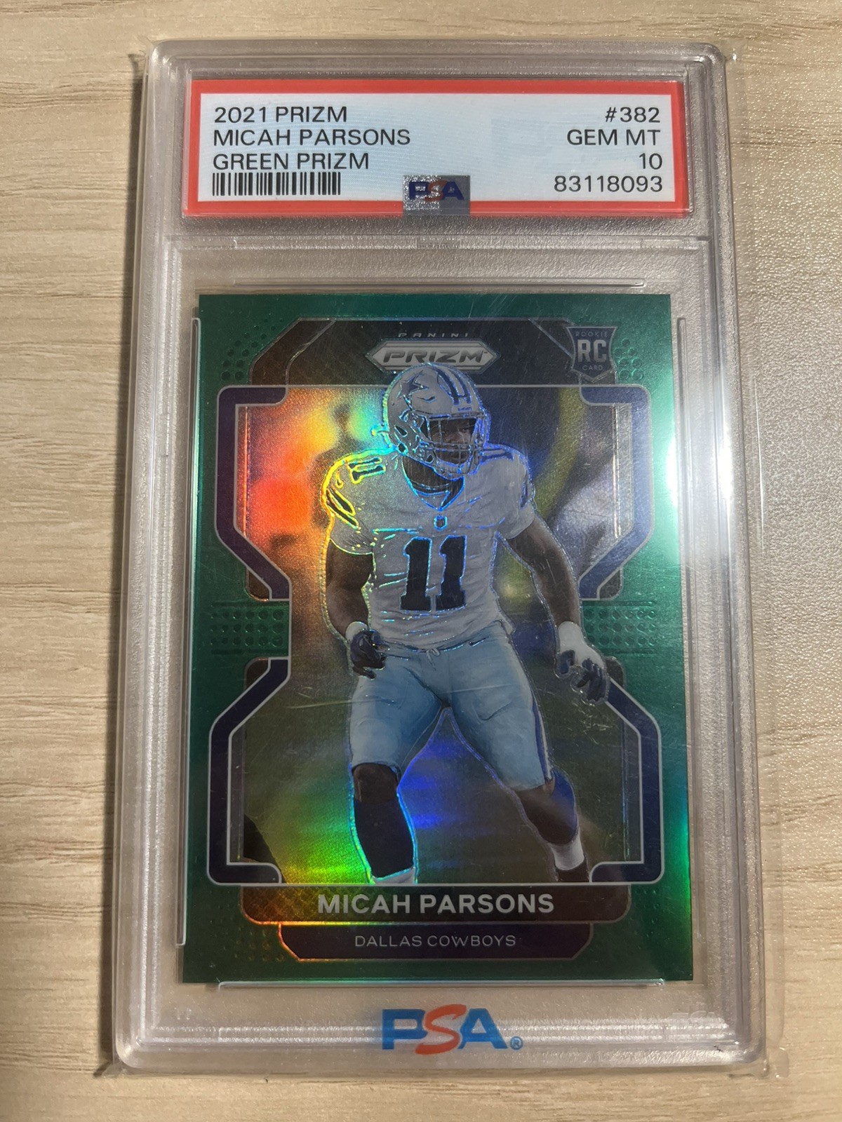 2021 Micah Parsons RC #382 Panini Green Prizm PSA 10 Gem Mint