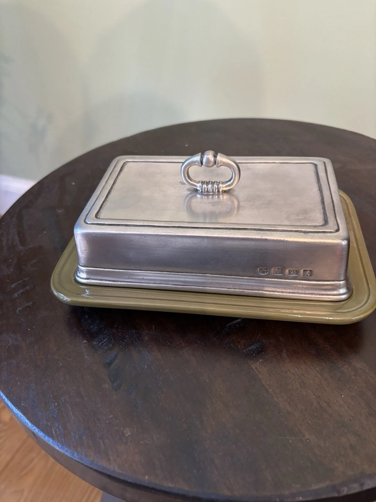 NEW MATCH PEWTER Convivio Covered Double Butter Dish Green