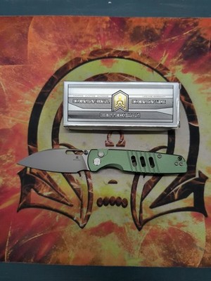 Bestechman Vector Button Lock Green Aluminum Folding D2 Steel Pocket Knife MK15C