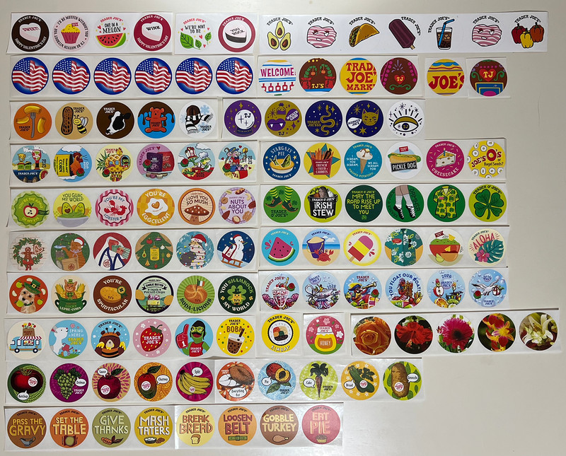 114 TRADER JOE'S Stickers - Includes KIMBAP, Halloween, Xmas, Valentine and More