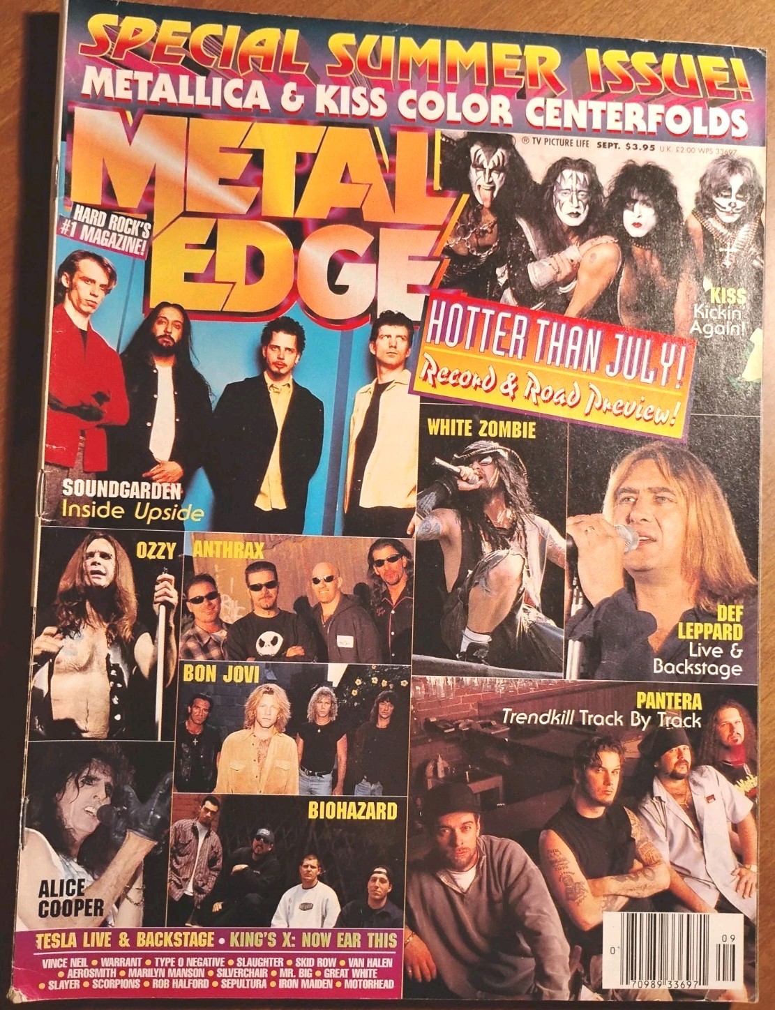 Metal Edge Magazine September 1996 Metallica & KISS Centerfolds, Soundgarden VTG