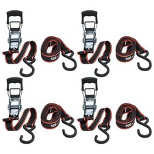 32 oz.Husky 12 ft x 1 in Ratchet Tie  Down Straps 4  Pack w/ S  Hooks   Heavy Duty
