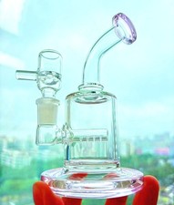 pink heady Recycler rig matrix bong Glass Water pipe Smoking mini bubbler 14mm
