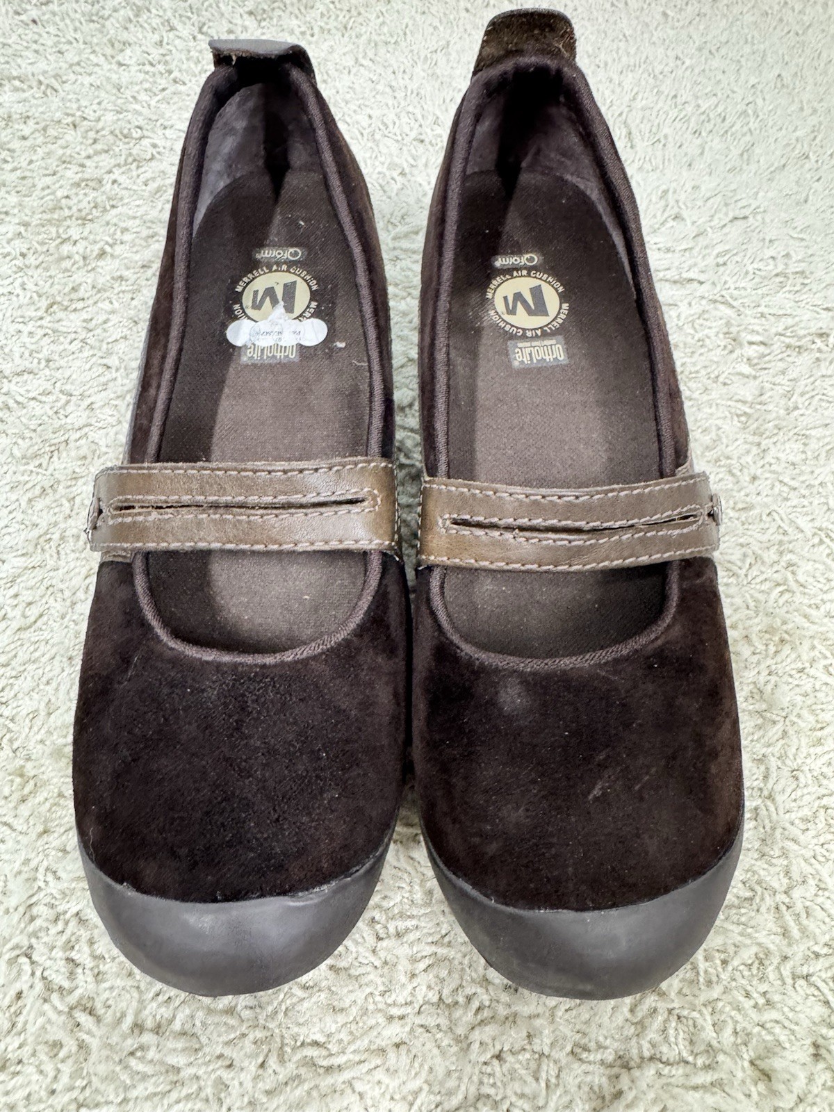 Scarpe slip on Merrell Plaza Bandeau Mary Jane taglia 9 in pelle marrone cioccolato