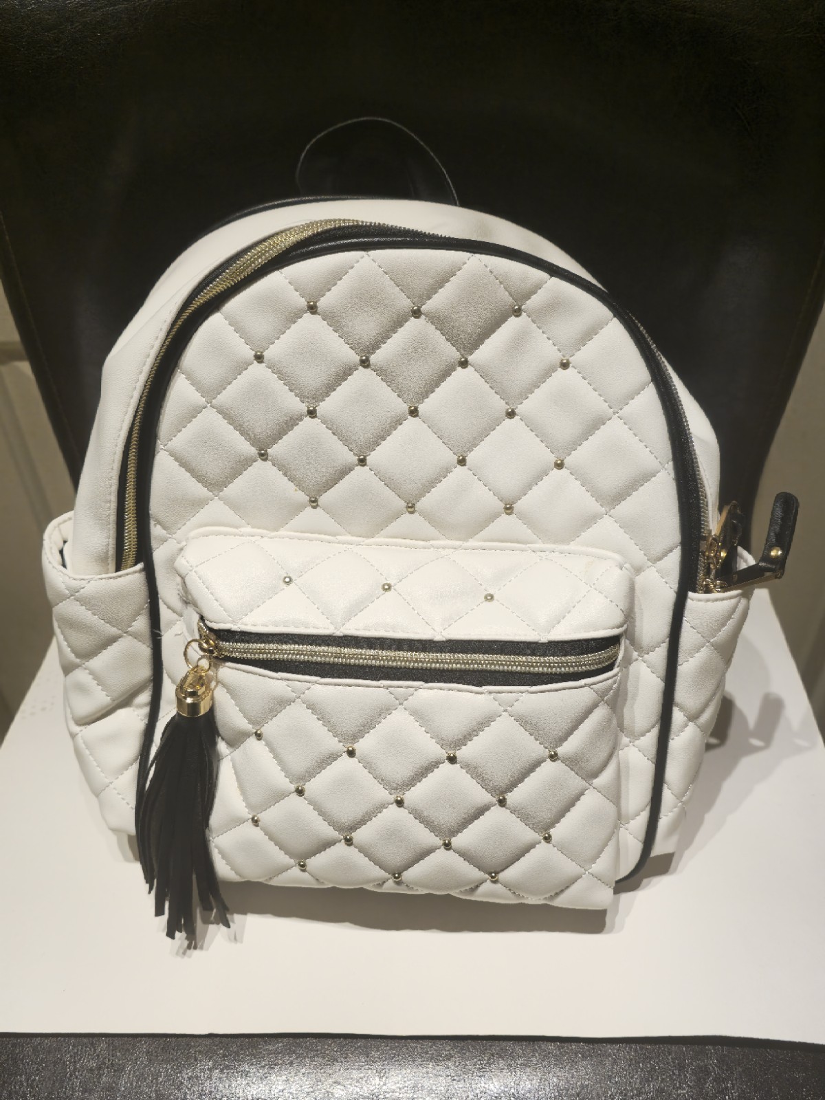 White Print Faux Leather Small Bag Girls Cute