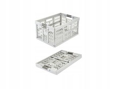 2x 45l Foldable Storage Basket Grey, Soft Touch Handles, 50kg Load