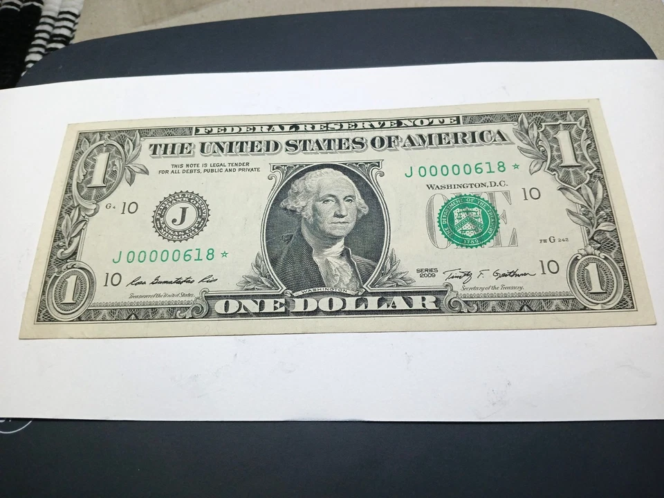 RARE STAR - NOTE 3 DIGIT $1 2009 VF+ Condition (( 00000618 )) FANCY SERIAL# - Image 4 of 4