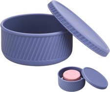 Silicone Round Travel Soap Case, Leak Proof Shampoo Bar Holder, Travel Soap