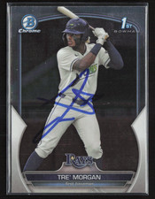 Tre' Morgan Signed 2023 1st Bowman Chrome Draft Card #BDC-199  Tampa Bay Rays 11
