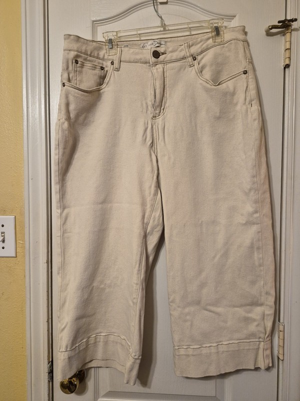 EST. 1946 WOMEN'S BEIGE CREAM HI-RISE DENIM JEAN CAPRIS PLUS SIZE 16W