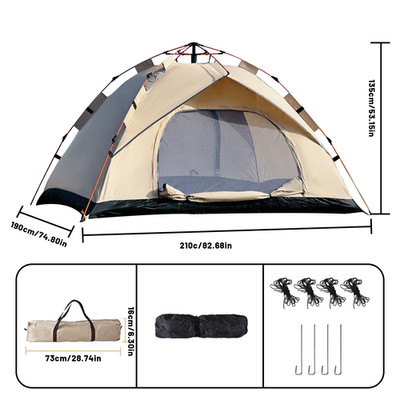 Waterproof Family Camping Tent Easy Setup Fiberglass Poles Portable Dome