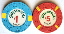 $1 & $5 Fitzgeralds "Lot of 2" - RENO, NEVADA Casino Chips