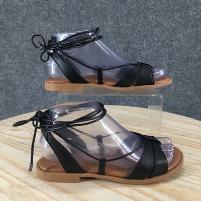 Style & Co. Sandals Womens 5.5M Cairro Gladiator Black Faux Leather Open Toe NEW