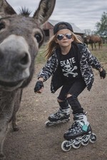 Kids Adjustable Inline Skates   Black/White Camo