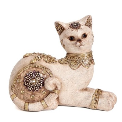 Cat Statue Resin Figurine - Vintage Boho Home Décor for Shelf & Table
