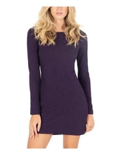 SPEECHLESS Womens Purple Long Sleeve Mini Party Sheath Dress 1