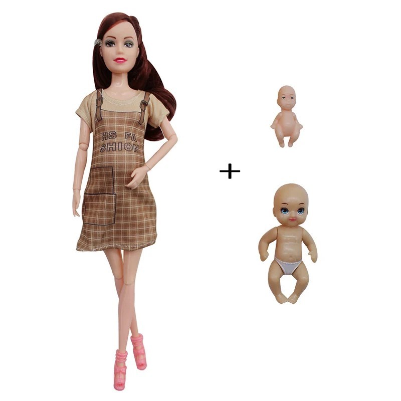 Pregnant Doll Set with 2 Babies & Accessories - Educational Fashion Toy for Girl