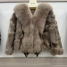 100 Real Fox Fur Coat Custom Size Women's Clothing Black Fur Jacket Wrap