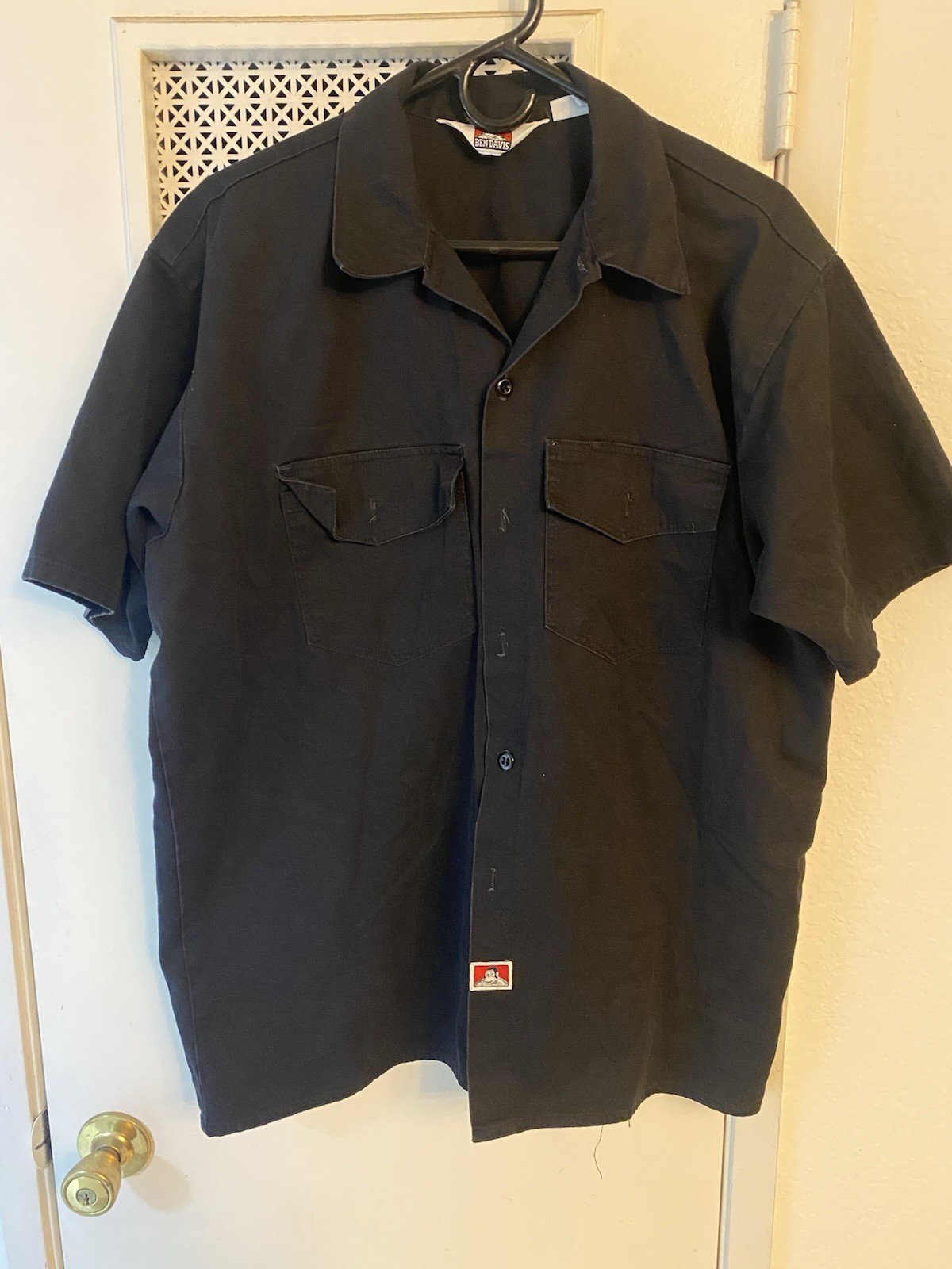 Ben Davis Mens Black XL Short Sleeve Button Up Twill Work Shirt Made In USA