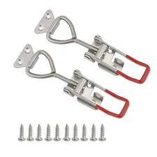 2PC 304 Stainless Steel Adjustable Lever Handle Lock Hasp Cabinet Box Latches...