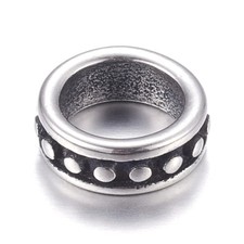 10pcs 304 Stainless Steel Ring Metal Beads Large Hole Dot Loose Spacer Craft 8mm