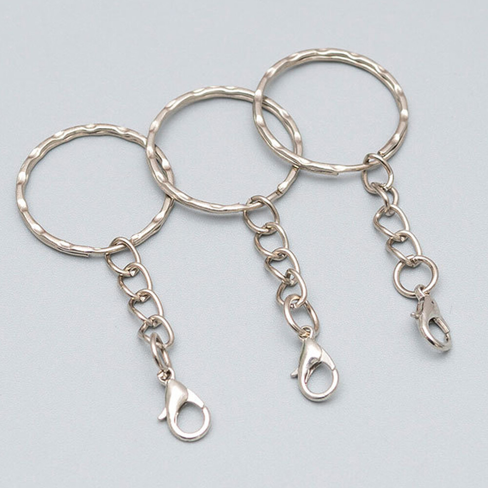 50X 25MM Split Ring With Chain And Screw Key Keyrings Keyring Key