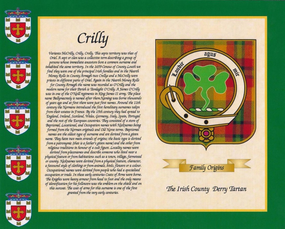 IRISH COUNTY TARTAN SURNAME HISTORY PRINT 10