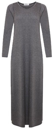 WOMENS LONG SLEEVE LONG MAXI DRESS LADIES PLAIN MAXI JERSEY PLUS SIZE 8-26 - Picture 5 of 21