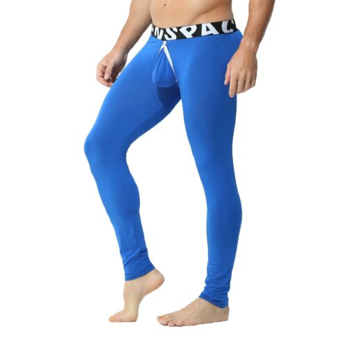 Herren lange Johns Unterwäsche Thermohose Leggings Knopf Etui Homosexuell sexy offener Butt - Bild 35 von 47