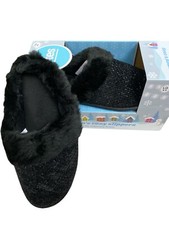 Totes Toasties Slippers Woman's L  8-9 Black Sparkle Memory Foam Slip On