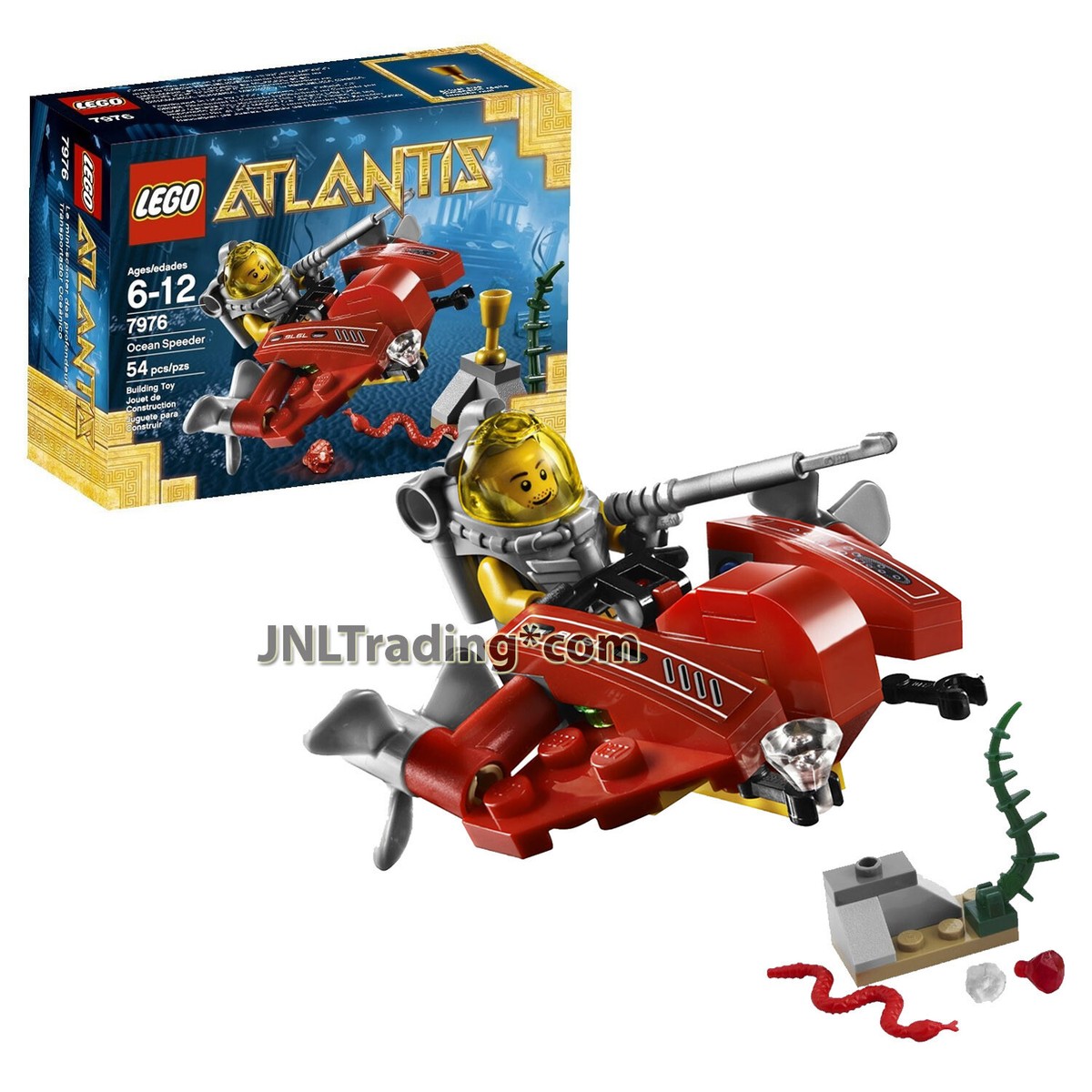 Year 2011 Lego Atlantis 7976 - OCEAN SPEEDER with Sea Snake and