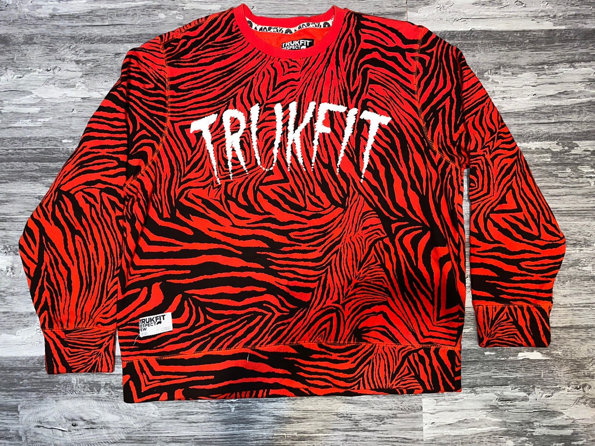 Trukfit Red Shredded Zebra Print Pullover Men's 2XL