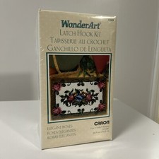 NOS ESTATE CARON WonderArt Latch Hook Kit Rug 24" X 34" Elegant Roses 4385 NIB